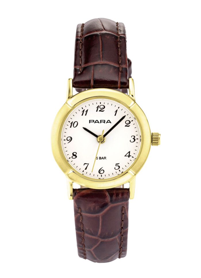 Para kwarts dameshorloge met leren band 