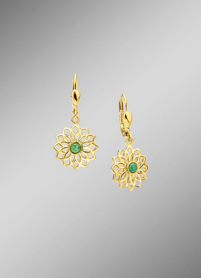Bloeiende elegantie: oorbellen met echte smaragd 