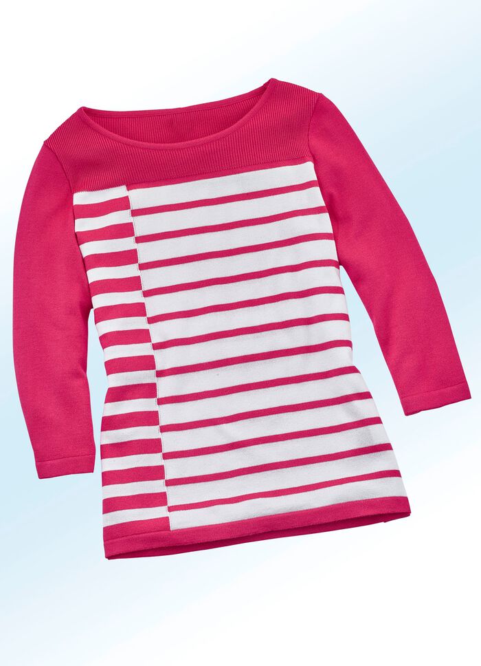 Hoge kwaliteit trui met zijde ROZE-WIT