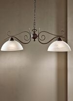 Hanglamp met 2 lampen, met voet van roestkleurig staal 