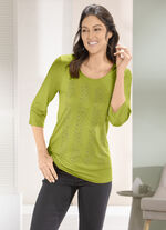 Shirt met contrasterende decoratieve platen in 2 kleuren KIWAGROEN