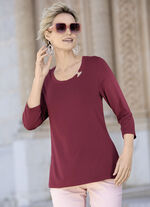 Shirt met decoratieve ring bij de halslijn in 2 kleuren BORDEAUX