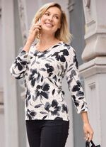 Trui in fijngebreide bloemenprint 