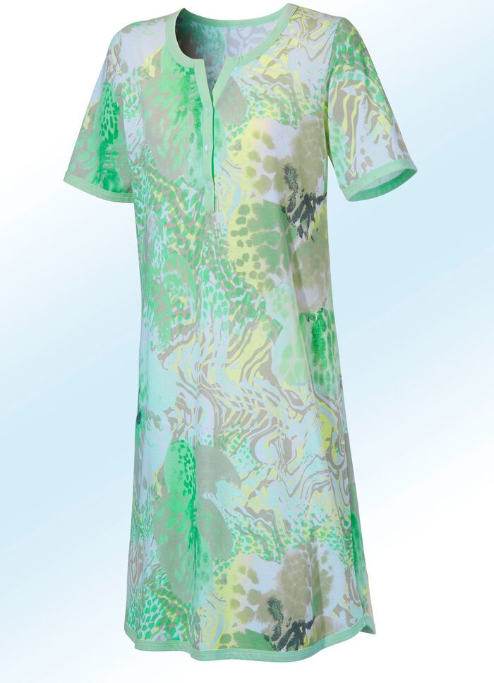 Nachtjapon, knielengte met knoopsluiting 