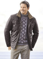 Kort leren jack met echte lamsvachtafwerking 