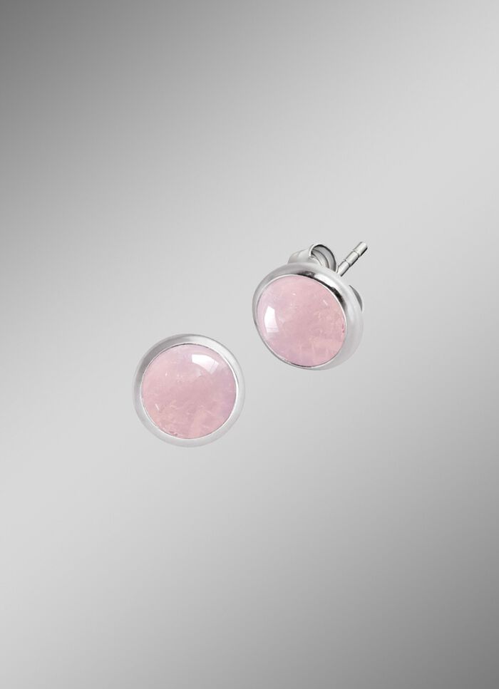 Oorknopjes met Rozekwarts - Krachtige Steen 