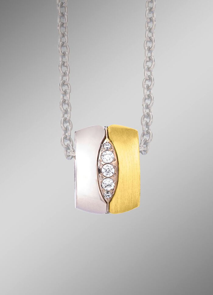 Bicolor hanger met synthetische zirkonia 