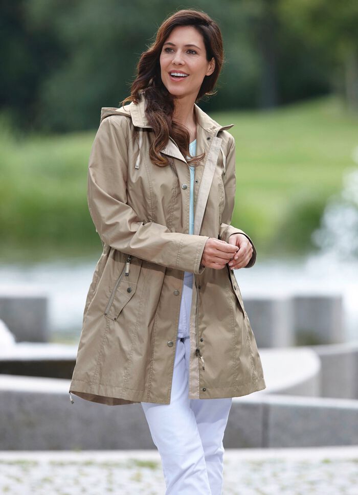 Lange jas met afneembare capuchon 