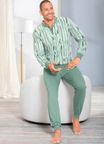 Pyjama met knoopsluiting en manchetten 