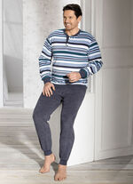 Pyjama van badstof-stretch, met knoopsluiting en manchetten 