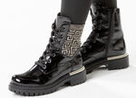 Rieker, stijlvolle dames enkellaarsjes, winterschoenen, met rits ZWART-GOUD