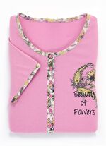 Tweepack nachthemden met lange knoopsluiting, borduurwerk en korte mouwen 