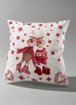 Kussenhoes met rendierpaar in fluweellook ROOD