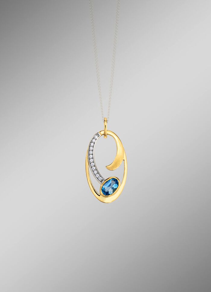 Hanger met blauwe topaas en zirkonia 