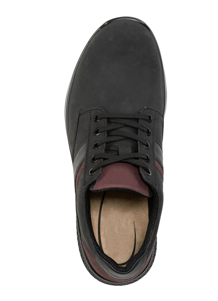 Veterschoen van rundnubuckleer met nappaleren accenten ZWART-BORDEAUXROOD