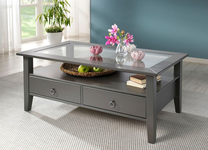 Salontafel van massief grenenhout GRIJS