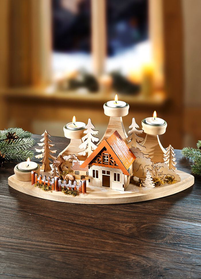 Adventstheelichthouder van hout 