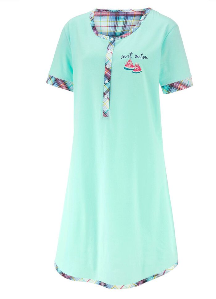 Twee-pack nachthemden van duurzaam katoen met knoopsluiting 