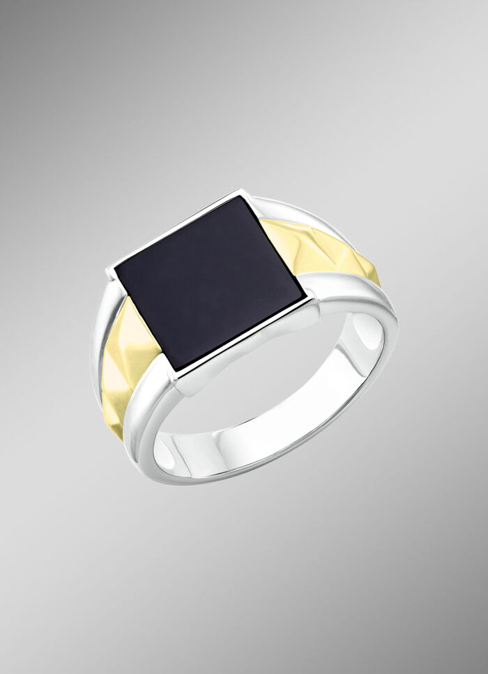 Herenring in bicolor met agaat 