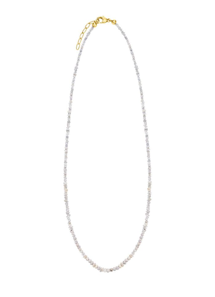 Uitzonderlijke ketting met ruwe diamanten in lichtgrijs 