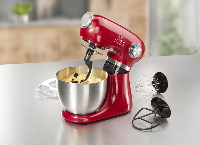 Keukenmachine in vintage design incl. siliconen bakmat ROOD