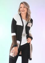 Lang vest in zachte, donzige kwaliteit ANTRACIET-ECRU BRUIN