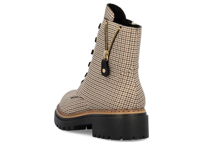 Rieker, trendy dames enkellaarsjes, winterschoenen, met rits BEIGE-ZWART