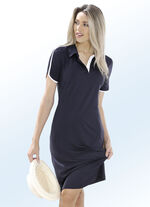 Jurk met korte mouwen en polokraag MARINE-WIT