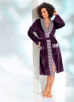 Huisjas met sjaalkraag AUBERGINE-WIT