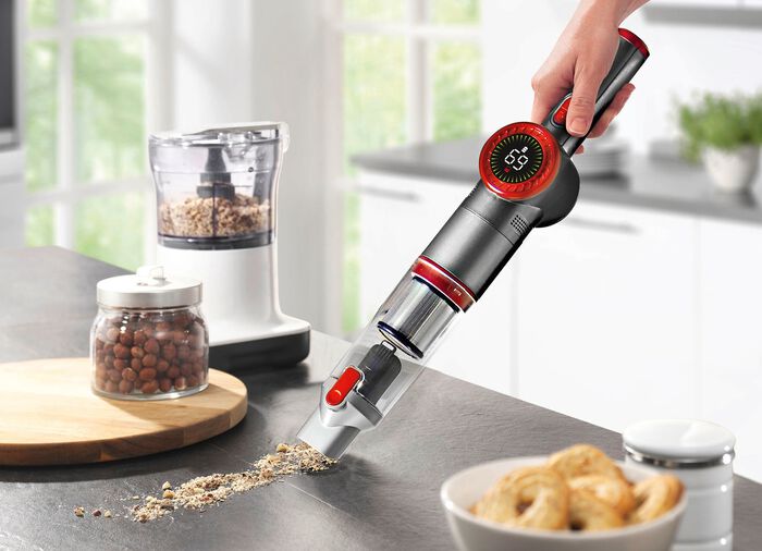 2-in-1 accu-hand- en vloerstofzuiger "MX14 max" met uitgebreide accessoires ZILVER-ROOD