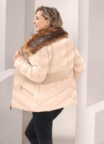 Jas met afneembare imitatiebontrand op de kraag 