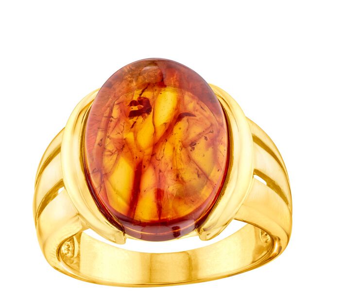 Betoverende damesring met barnsteen 