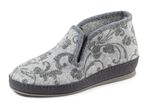 Pantoffel van wolvilt met bloemenprint GRIJS