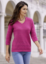 Trui in een mix van patronen FUCHSIA