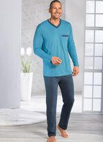 Twee-pack pyjama's met V-hals en open zomen 