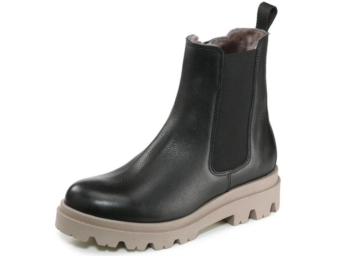 Trendy enkellaarsjes met behaaglijke voering van lamsleer ZWART