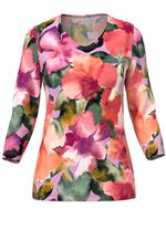 Trui in fijngebreide bloemenprint 