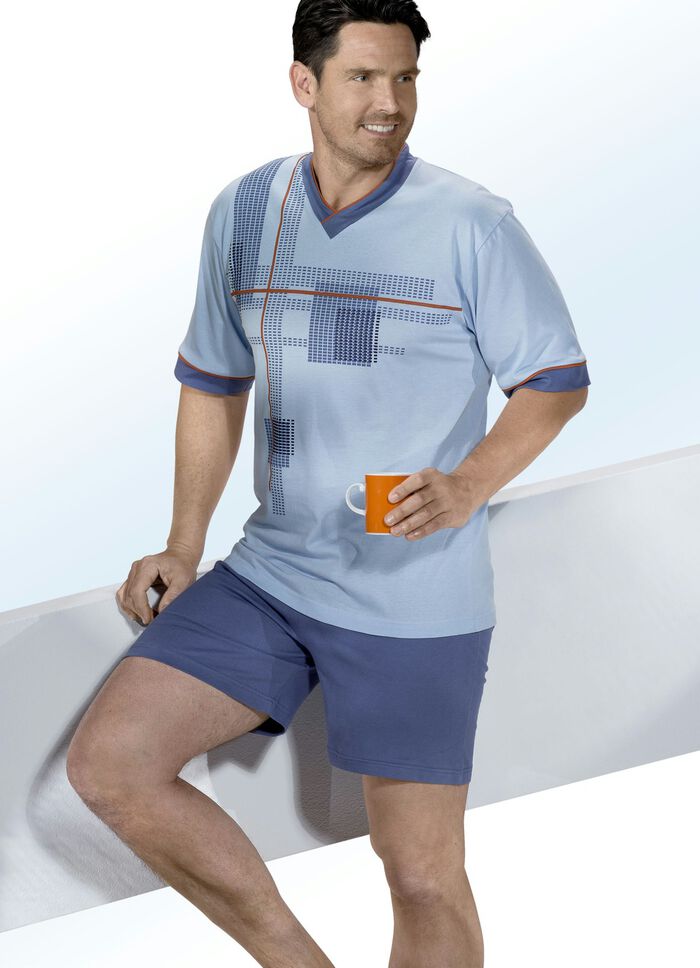 Shortama met V-hals en geplaatste opdruk 