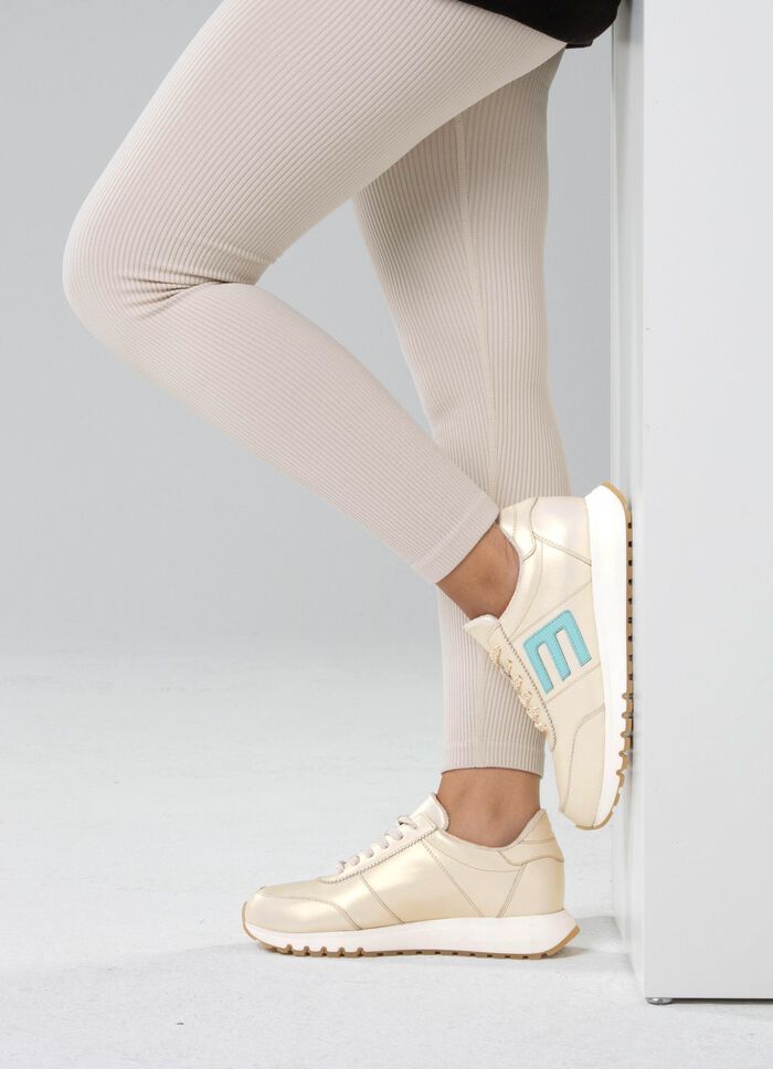 ELENA EDEN sneakers van glanzend nappaleer CHAMPAGNE