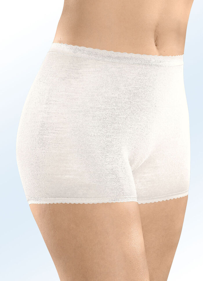 Con-ta-tweepack slips met elastische boorden WOLWIT