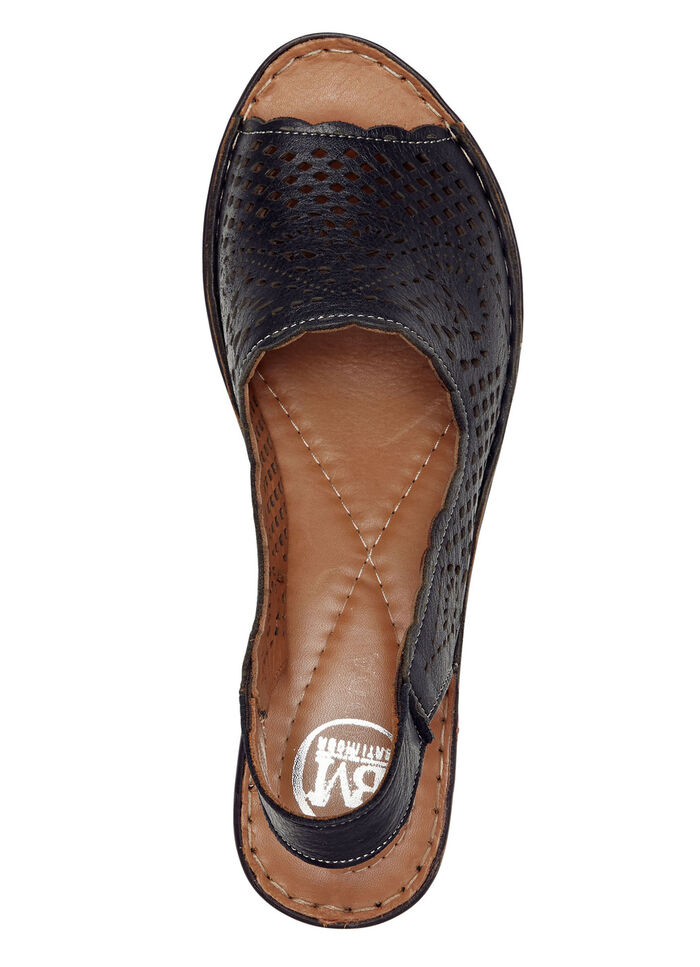 ELENA EDEN, zomerse damessandalen, breedte G, van leer ZWART