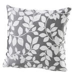 Kussenhoes met een mooi bladmotief GRIJS-WIT