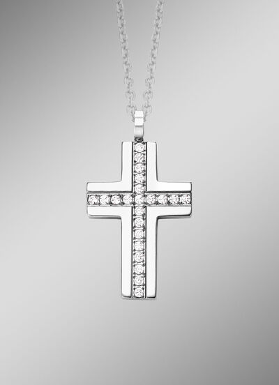 Klassieke kruishanger met synthetische zirkonia 