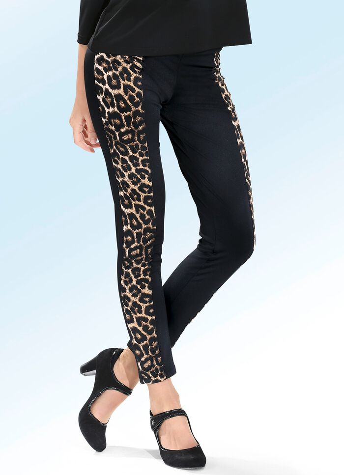 Legging met trendy inzetstukken van dierenhuid 