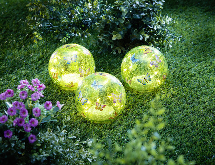 LED-glasbollen "Vlinder", set van 3 