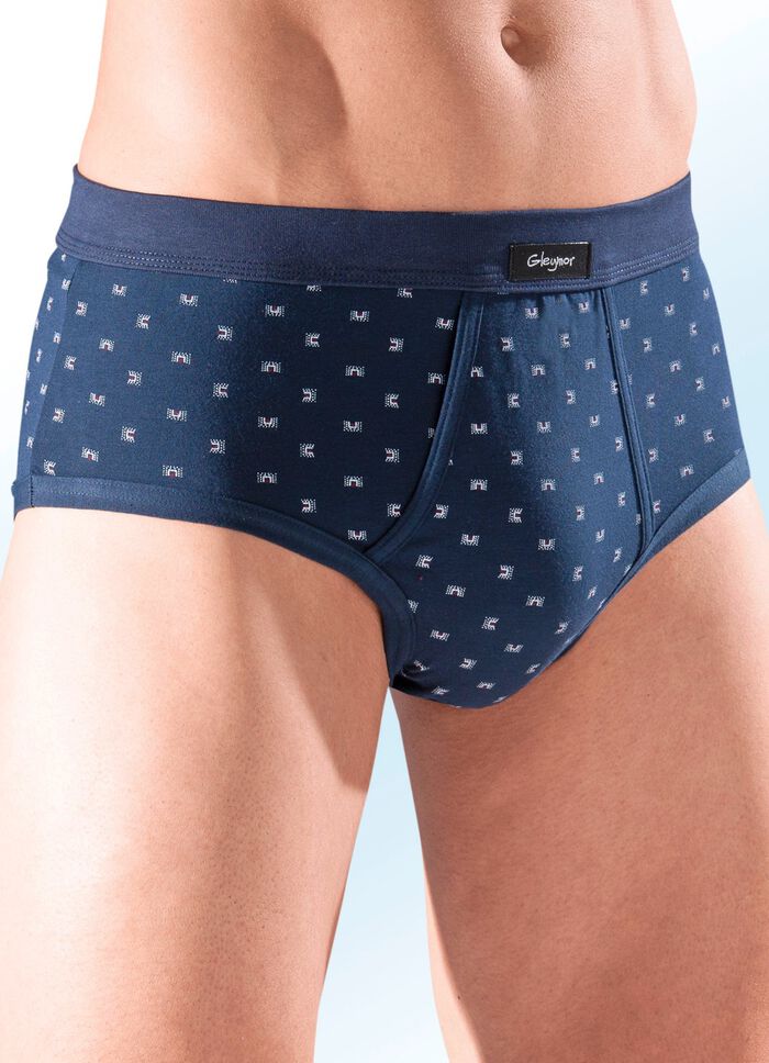 Vijfdelige slip van fijne jersey met gulp en all-over patroon 