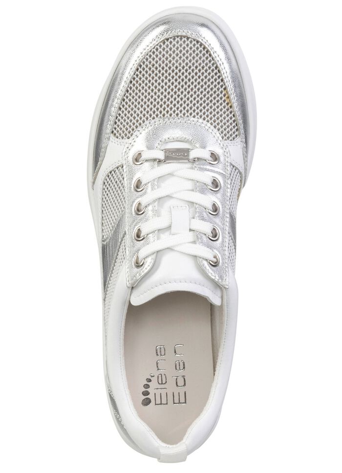 ELENA EDEN sneakers van nappaleer en luchtig textiel in mesh-look WEISS-SILBER