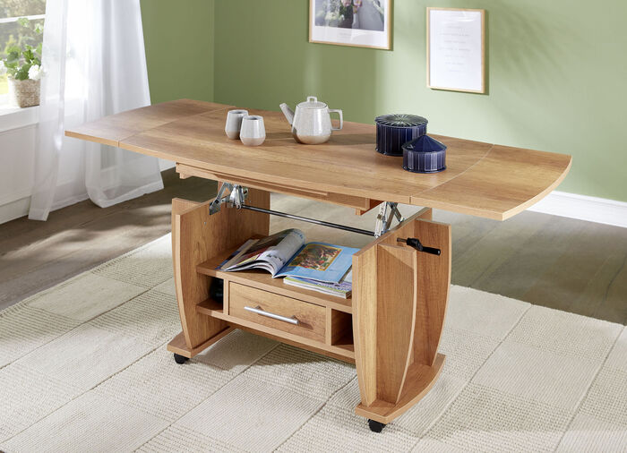 Moderne salontafel op wielen WILD EIKEN