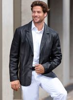 Korte leren blazer met reverskraag 