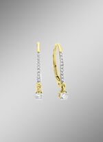 Elegante oorbellen met 2 briljant geslepen diamanten en 18 diamanten 